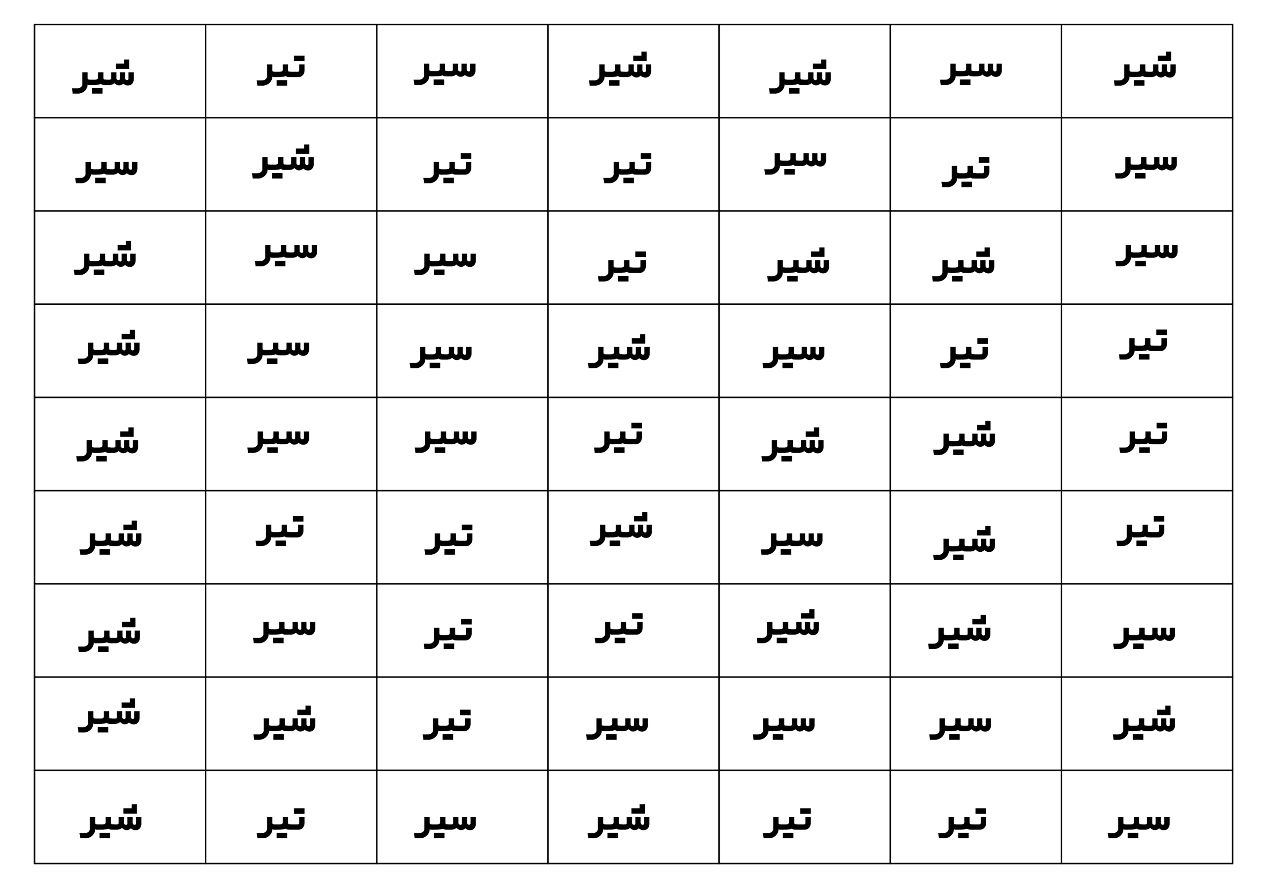 جدول حفظ لغت